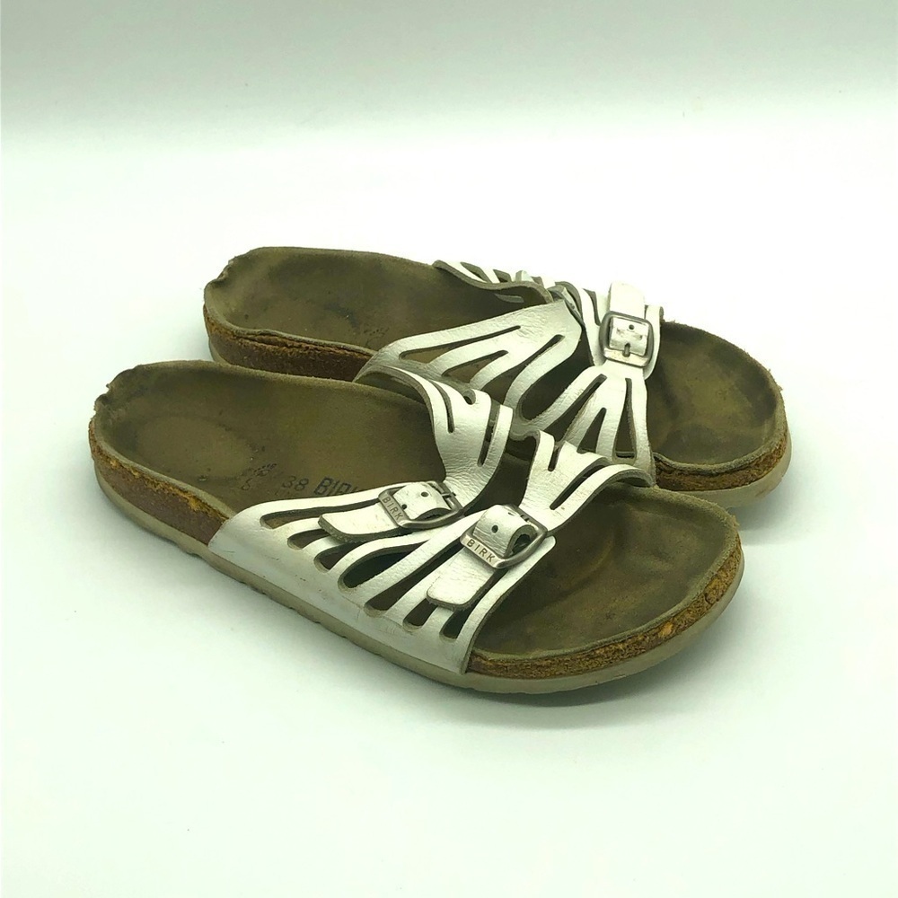 Birkenstock Sandals Women's 38 (8) Granada White 2 Strap Soft Footbed Slip On